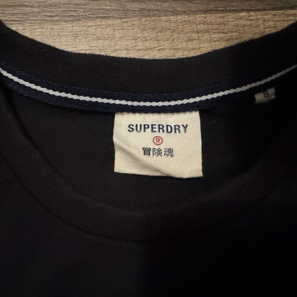 SUPERDRY Chenille Patch And Embroidery Black Short Sleeved Tee Sz Small - Picture 5 of 9